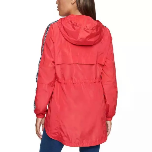 Tommy Hilfiger Long Windbreaker Hooded Rain Jacket - Picture 11 of 14